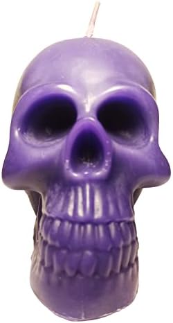 Large purple skull candle for spells for help in clairvoyance and divination (witches, witch, aessthetic, skeleton, goth, spooky, ritual, fireplace, decor, bloody, brain, spiritual, weird, satanic)