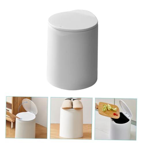 Caneca de basura blanca con tapa para baño y oficina miniatura 5