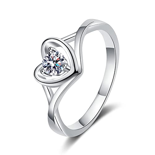 Bague coeur femme argent et moissanite le cadeau romantique ideal pour prouver votre amour