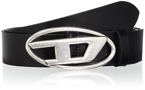 Diesel OVAL D LOGO B-1DR Ledergürtel, Schwarz, Unisex, Einstellbar, Motorradfahren
