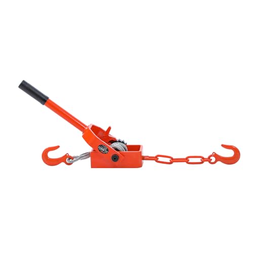 KATSU Tools Schwerlast-Ratschenkabelzug 1T, 1,5m x 8mm Stahlseil, 2 Stahlhaken, für Anhänger, Lkw und Fahrzeugbergung 326018