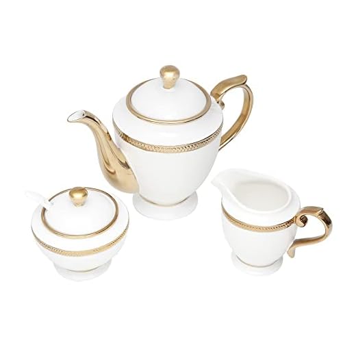 Jogo de 3 Peças para Chá de Porcelana Rojemac Branco / Dourado