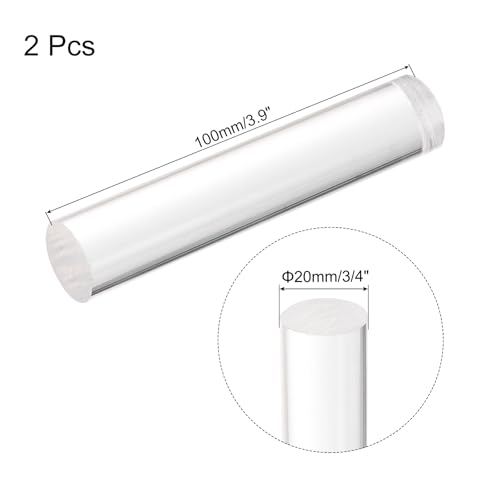 Image of MECCANIXITY 2pcs Acrylic Round Rods 25 /32 inch x 4 inch Clear Acrylic Dowel Rods Sticks Plastic Sticks Strip for DIY Crafts Lighting Gardening Decoration - 20mm x 100mm