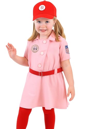 Costume Agent Rockford Peaches Costume A League of Their Own AAGPBL with Red Hat & Belt for Toddler Girls