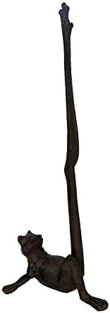 Cast Iron Frog Animal Paper Towel Holder Bath Tissue Toilet Roll Jewelry Organizer Free-Standing Bronze Rustic Toad Decor 14-inch