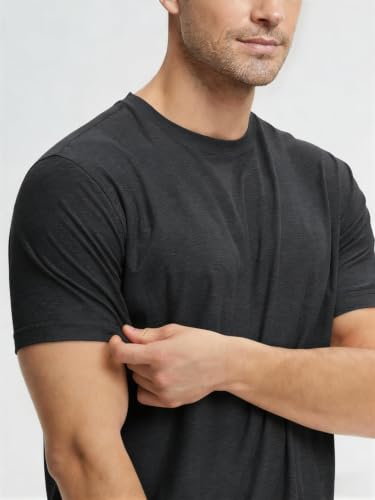 Image of Mens T-Shirts Crew Neck Shirts Athletic Fitted Plain Basic Tees Soft Cotton Blend Comfort T Shirts for Men