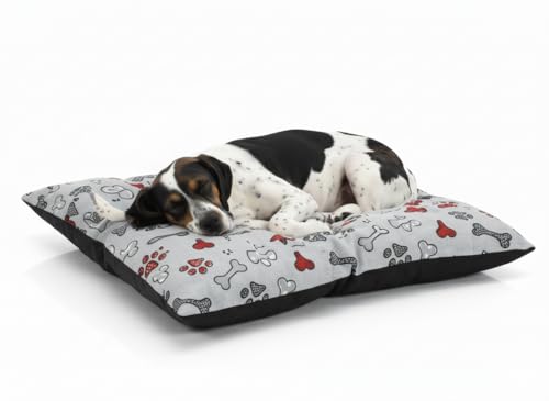 Colchoneta para Perros: Cama Perros Suave y Cómoda, Lavable, Ideal para Descanso y Sueño - Cuna Perro Hecha en España (Gris Multicolor, 70X50X10)
