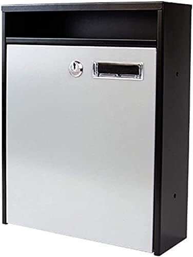 REMYS Suggestion Box Safe Lock Box Ballot Box Donation Box Wall-Mount Mailbox Galvanized Sheet Post Letterbox，Lockable Vertical Townhouse Mailbox, with 2 Keys and Visual Window