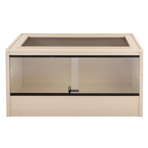 Image of New Age Pet ECOFLEX 36 inch Wide Medium Reptile Habitat, Mojave Lounge for Snakes, Tortoises & Lizards in Maple, Black & Grey, Easy Assembly, Sliding Glass Doors & Mesh Top