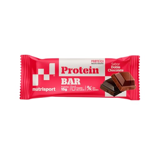 NUTRISPORT Barrita Proteica | Complemento Alimenticio | Alto Contenido en Proteínas | Suplemento para Deportistas | Sabor Doble Chocolate | 24 unidades