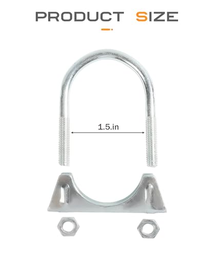 SCUARI 2PCS Car Exhaust Clamps,Muffler Clamp,Car Accessorie Muffler Coupling Clamp,Heavy Duty U Bolt Clamps Saddle Type,Fits Muffler Inlet and Outlet,Exhaust Pipe Inlet (1.5inch)
