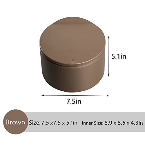 Mini caneca de basura con tapa para escritorio marrón miniatura 2