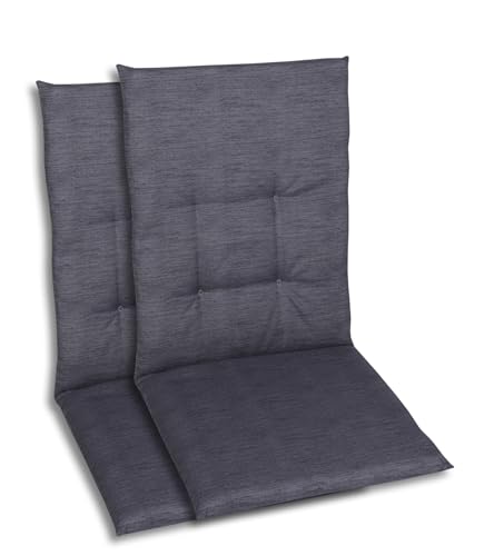 GO-DE Textil Bequeme und attraktive Polsterauflagen für Mittellehner-Gartenstühle (2er-Set, Uni anthrazit, Mittellehner)