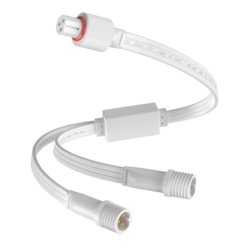 Y-Connector Splitter Extension Cable for Govee Permanent Outdoor Lights,IP68 Waterproof 3-Pin Extension Cable for H705A/B/C,H706A/B/C (1 Female to 2 Male Y-Splitter)