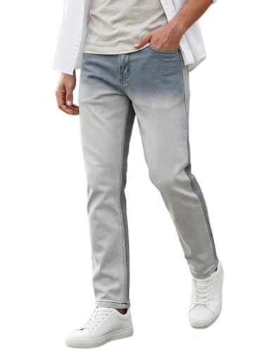 Image of Urbano Fashion Men's Straight Fit Heavy Washed Faded Denim Jeans Stretchable