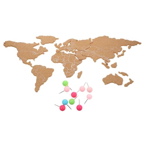 Mipcase Mapa del Mundo de Corcho Autoadhesivo con Chinchetas Tablero Decorativo para Pared Diseño Único y Resistente para Hogar Escuela y Oficina Decoración Flexible