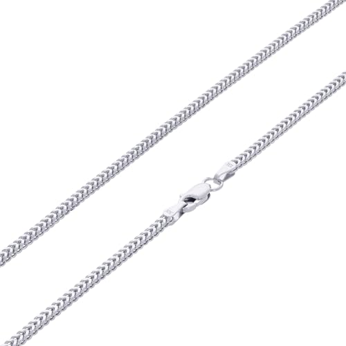 Nuragold 10k Real White Gold Franco Square 1.5mm Box Chain Wheat Chain Necklace (16'-24') Dainty Italian Jewelry for Men & Women - 18'