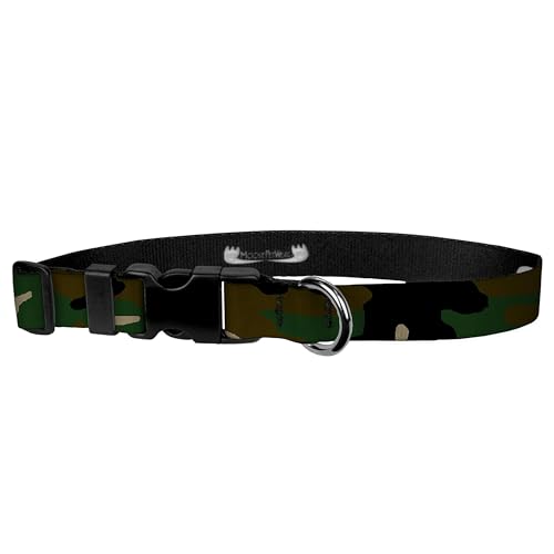 Image of Camo Dog Collar - Camouflage Print Adjustable, D Ring, Side Release Buckle, 1 Inch Adjusts 13-21 Inches, Large, Camouflage