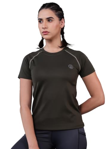Image of CHKOKKO Women's Compression Gym T-Shirt for Running, Workout, Training, Sports & Activewear | Quick Dry Breathable Stretch Fabric | Body Fit Half Sleeve Athletic Sports Tee for Women