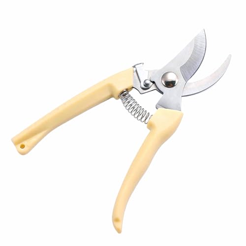 HSYTEK Sécateur de jardin avec ouverture en continu de la poignée - Ciseaux de récolte en acier inoxydable pour une récolte précise des herbes (courbé)