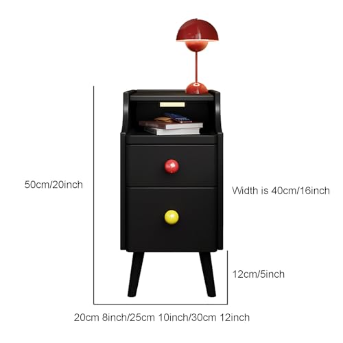 Table de chevet étroite en bois massif avec chargeur et capteur LED - 3