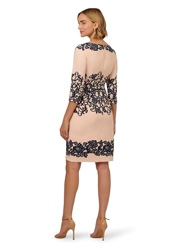 Image of Adrianna Papell Scroll Lace Short Dress