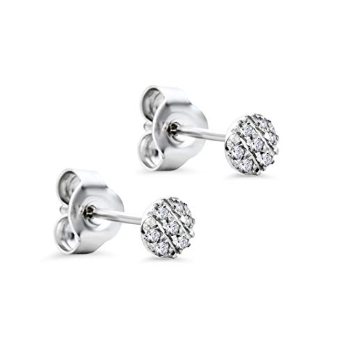 Pendientes Orovi con diamantes, para mujer, de oro blanco de 9 quilates (375) y diamantes de 0,05 quilates