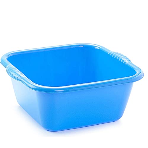 Acan Barreño de plástico Cuadrado con Asas, 10 litros, Cubo, Tina, pilón, cubeta, tamaño Mediano, 36,5 x 33,5 x 14 cm, Color Aleatorio