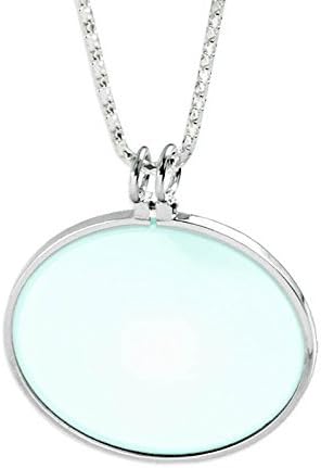 5X Silver Necklace Magnifier - 1.5" Glass Lens - Silver Metal Frame 18" Neck Chain