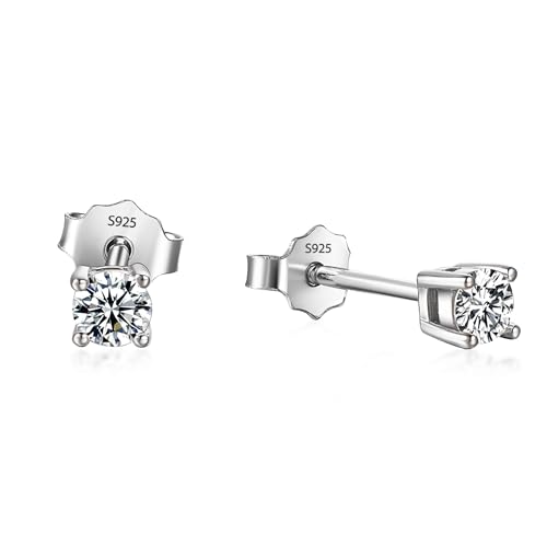 Kuololit Moissanite Stud Earrings 3.0mm 0.1ct Brilliant Round Cut D Color VVS1 Clarity Sterling Silver Men Tiny Trendy Jewelry