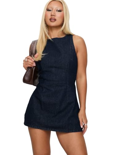 Princess Polly Ainsleigh Shift Denim Playsuit Dark Wash : Clothing, Shoes & Jewelry