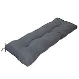 DISEÑO: Cojín para banco en color gris oscuro y beige, cuenta con cuatro costuras en forma de botón que le otorga un toque elegante. Ideal para disfrutar de una mayor comodidad en tus momentos de relajación.
