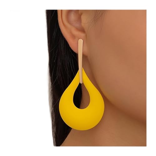 Pendants d'oreilles design grande goutte ajourée laquée verte pour femme