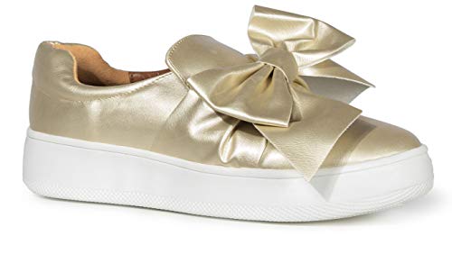 Image of J. Adams Wally Platform Sneakers for Women - Comfortable Slip On Shoes with Bow