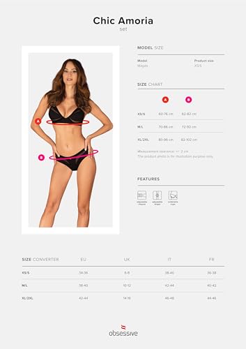 Obsessive Set Chic Amoria sous-vêtement noir taille XS/S sensuel - 5