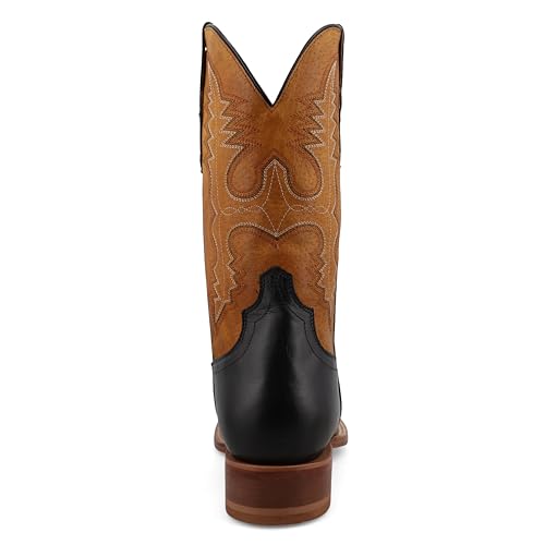 Twisted X Men's 12" Rancher, Wide Square Toe with CellSole, Black & Pumpkin, 9.5 D3