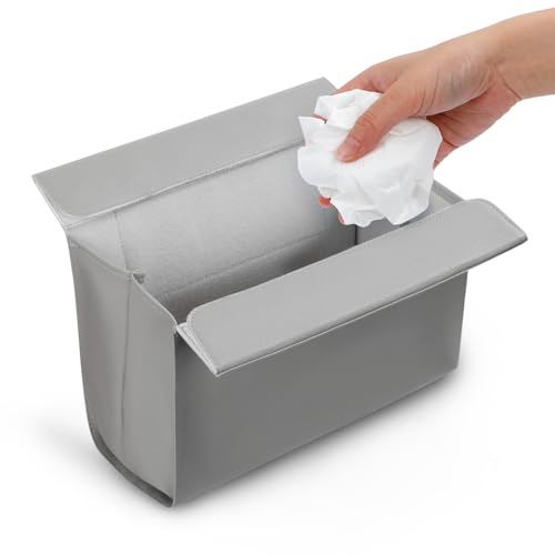 車 ゴミ箱 スリム 車用ゴミ箱 助手席 後部座席 対応 収納 便利グッズ PUレザー 収納 小物入れ カー用品 便利グッズ (グレ)