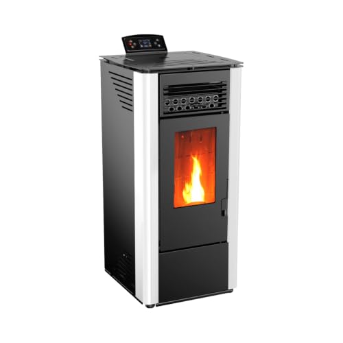 EIDER BIOMASA Estufa de Pellets KING 10 – 9,89 kW – Rendimiento 92% – Hasta 245 m³ – Tolva 15 kg – Programable WiFi – Encendido Rápido – Clase A+