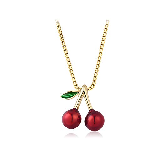 Collar de plata 925 cereza regalo romántico para San Valentín o cumple