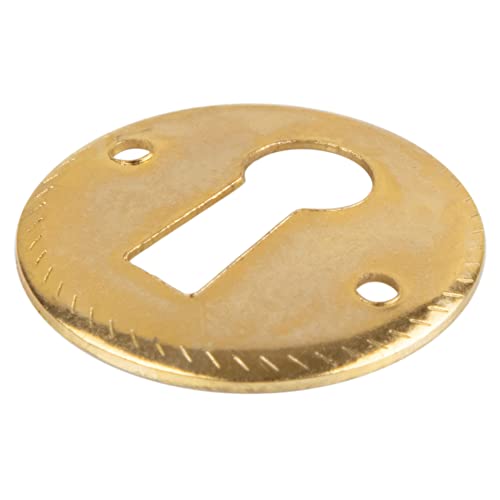 Traditional Round Brass Decorative Keyhole Cover | Diameter: 1" | Keyhole Escutcheon Plate for Cabinet Door, Dresser Drawers, Desk | Antique, Modern Furniture Hardware | KC22-SB