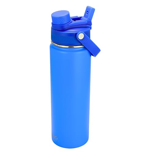 Image of Drinco Stainless Steel Water Bottle Spout Lid Vacuum Insulated Double Wall Water Bottle Wide Mouth Leak Proof Keep Cold Sport Camping Hiking (22oz Blue Sea)