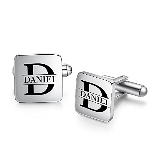 LanM Personalized Men's Cufflinks Men's Initial Letter Shirts Cufflinks 26 Alphabet Initial Letter Cufflinks Fashion Dazzle Tuxedo Cufflinks Business Wedding Father's Day Gift (Style-2)