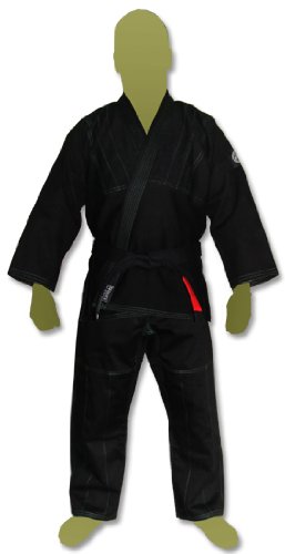 Ring to Cage Premium Brazilian Jiu Jitsu Kimonos - White, Blue or Black (A5, Black)