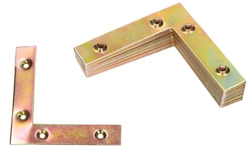 KOTARBAU® Set of 25 Flat Corner Connectors 70 mm Yellow Galvanised for Corner Connections, 70mm - Image 3