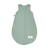Julius Zöllner Musselin Sommerschlafsack grün, Größe 60 | aus weicher Musselin Baumwolle, sicher und schadstoffgepüft, ideal für warme Sommernächte