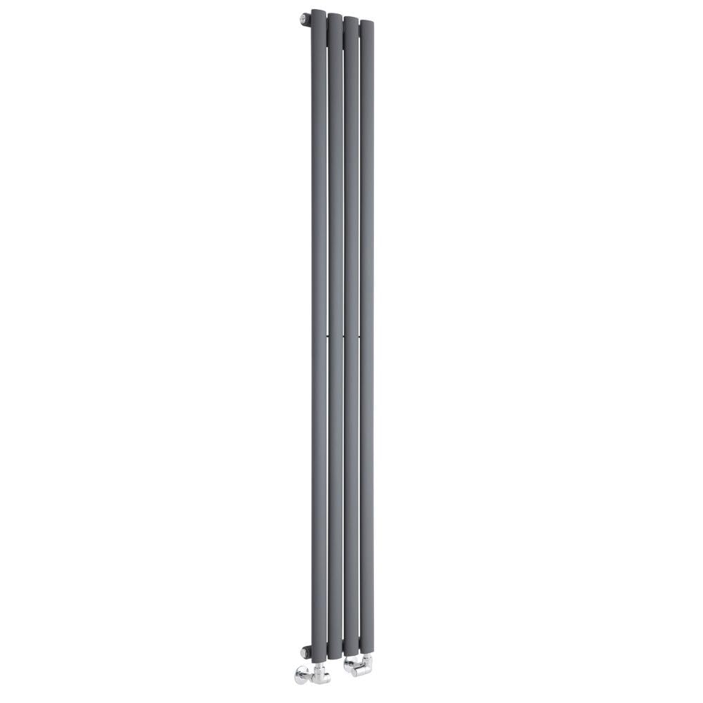 Milano Anthracite Aruba Vertical Single Oval Panel Radiator Valves - 1780Mm X 236Mm