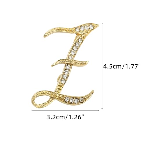 Image of Rhinestone Initial Brooch Pin for Women, Alphabet Gold Letter Brooch A-Z with Crystal, Metal Pin for Hat Bag Dress Suit Accessory for Men