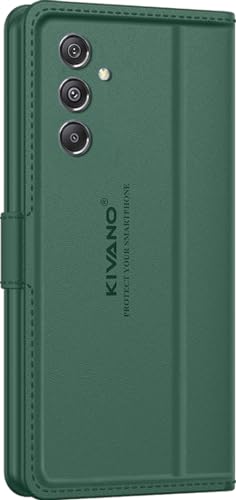 Image of KIVANO LUXE Compatible for Samsung Galaxy F34 5G / Samsung Galaxy M34 5G Luxury Handmade Leather Magnetic Flip Folio Case | Card Holder & Kickstand | Slim Protective Cover | Unisex - Green