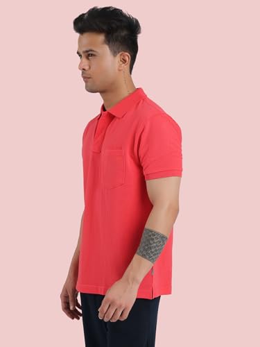 Image of Rupa Bumchums Men Super Combed Cotton Solid Half Sleeve Club Collar Polo Regular Fit T-Shirt with Chest Pocket
