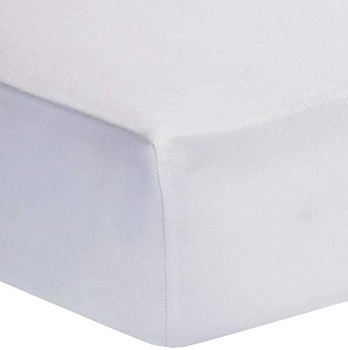 My home store Fitted Sheet 100% Egyptian Cotton 300TC Hotel Quantity 30 cm Fitted Bedsheets (White, Single)